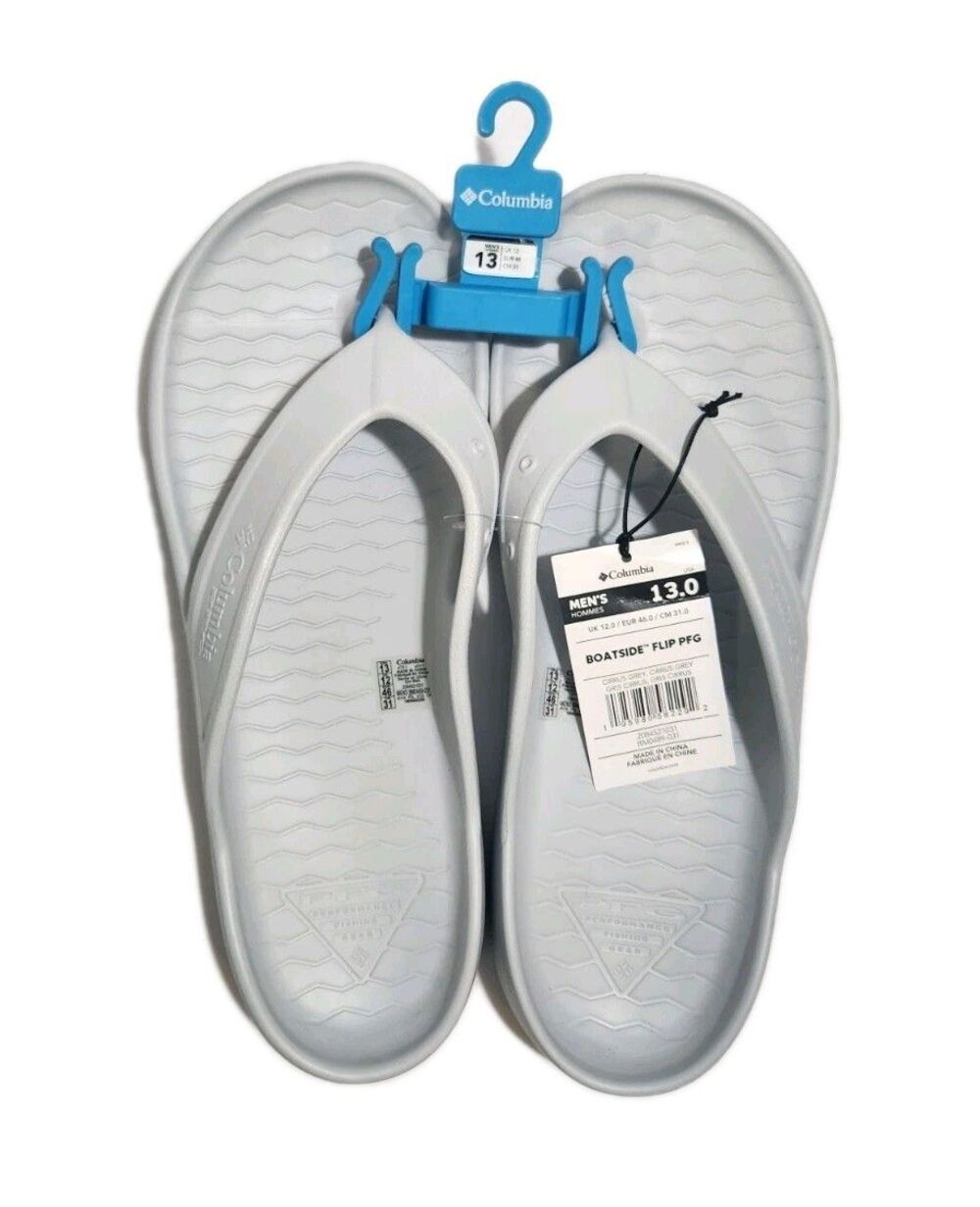 Columbia Mens Boatside Flip Flop PFG 13 NWT Circus Grey Omni-Grip LT Summer Boat